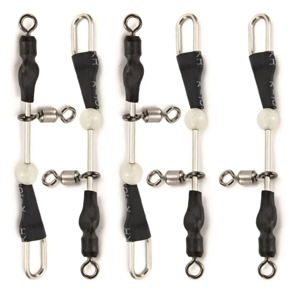 10PCS Stainless Steel Fishing Pin Line Connector Black Silver Trident Ring Rolling Swivel Splitter 3 Way Wivels Bearing Fishing