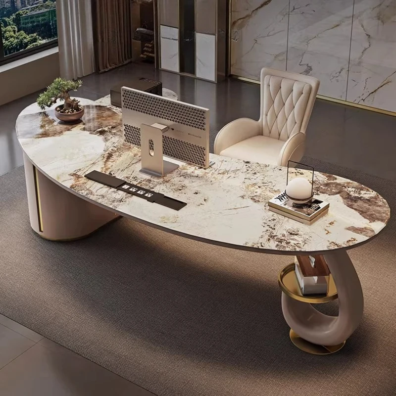 sintered stone high-end Computer desk Modern Minimalism office table bureaux de travail l shaped desk schreibtisch furniture