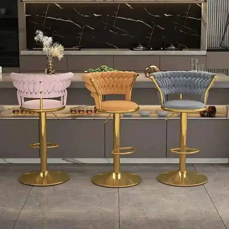 

Household Bar Lifting Chair Living Room Dining Chair Front Desk Cashier Lifting High Stool Backrest High Chair Cafe High Stools
