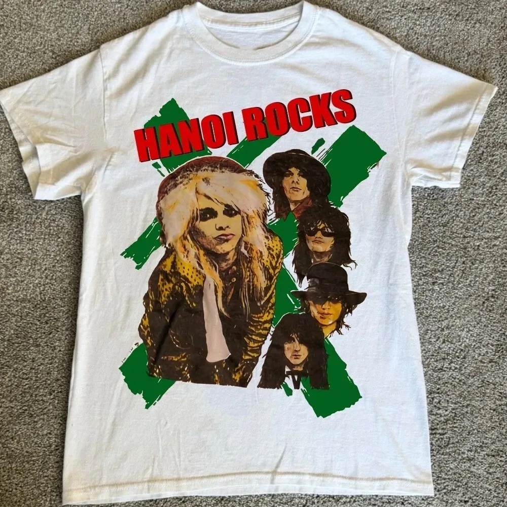 Remake Hanoi Rocks Band Short Sleeve Gift Xmas S to 5XL White Shirt