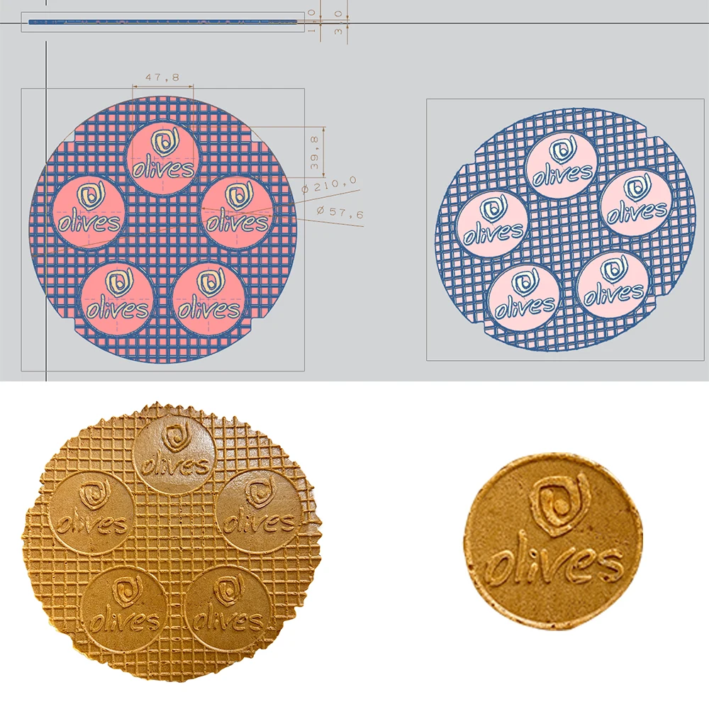 Commercial Custom Mold Ice-cream Waffle Cone Machine Customized Mold Carved by CNC Personalized logo Italian Gelato Waffle Maker