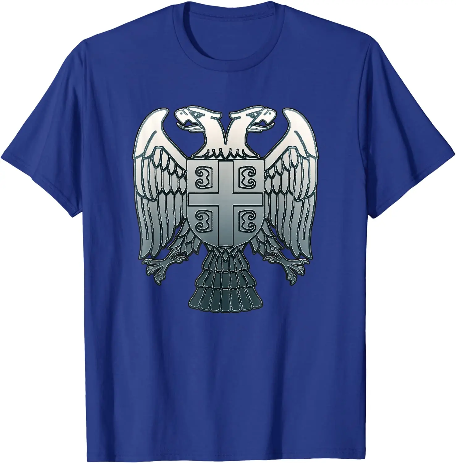 Serbian Double Headed Eagle Emblem - Serbia Coat of Arms Men T-Shirt Short Casual 100% Cotton Shirts