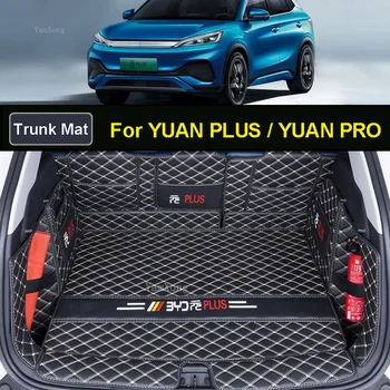 BYD YUAN PLUS/ PRO 자동차 트렁크 매트 스타일링, PU 가죽 트렁크 보호 매트, 카페트 내부 커버 부품 패드, 자동차 액세서리 