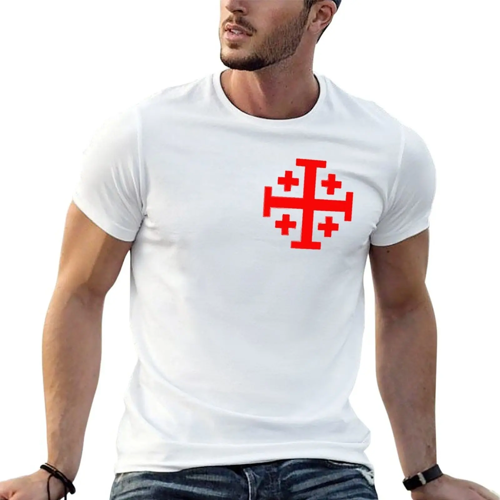 

Jerusalem cross T-Shirt man t shirts graphic t shirts for man graphic tees t shirts cotton 100% T-Shirt