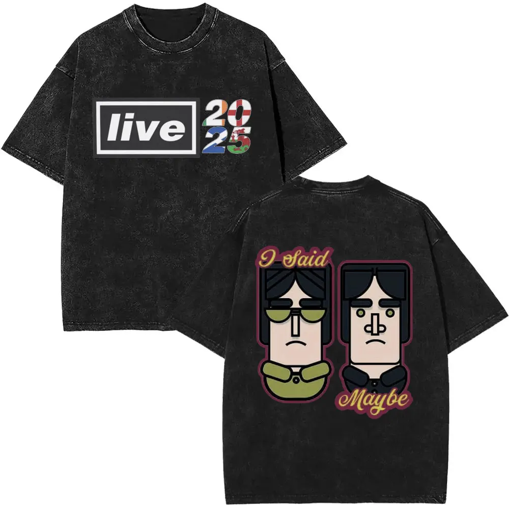 

Washed Vintage Rock Band O-Oasis Live 2025 T Shirt Men Women Gothic Retro Oversized T-shirt Men's High Quality Cotton T-shirts