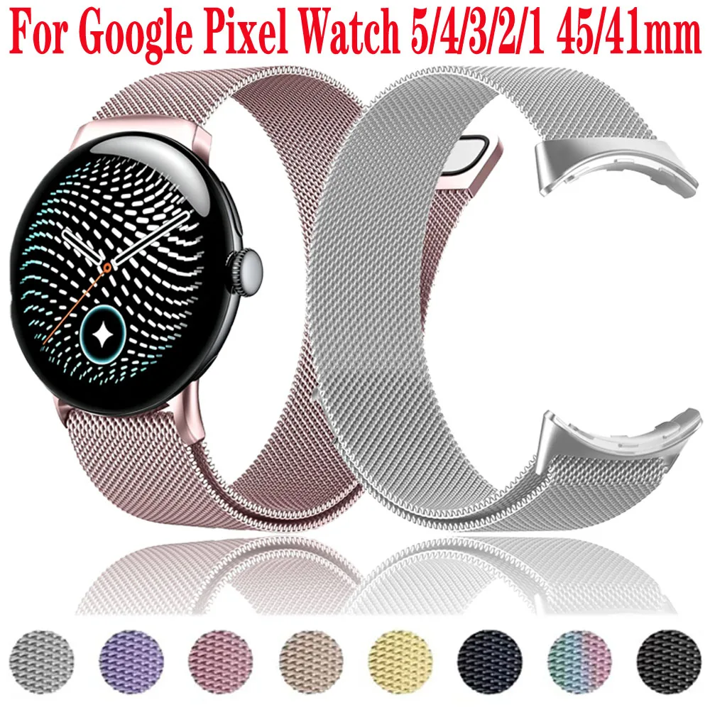 Milanese Loop Armband für Google Pixel Watch 5/4/3/2/1 45/41mm Magnetisches Komfortables Armband für Google Pixel Watch 5/4 Metallarmband