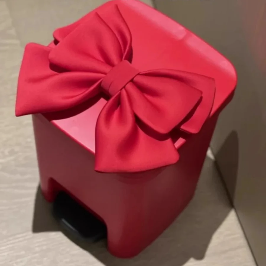 12L Butterfly Bow Waste Basket Kitchen Garbage Cube Living Room Bathroom Floor Decoration Foot Pedal Garbage Can Home Supplies