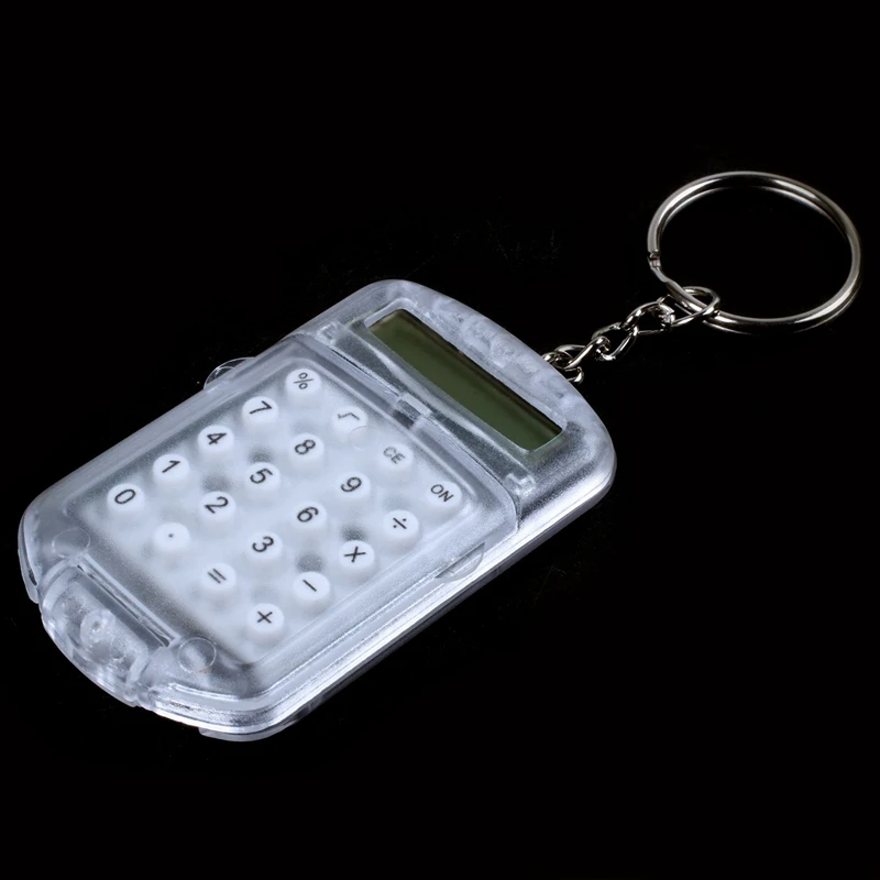 3X Clear Plastic Casing 8 Digits Electronic Mini Calculator W Keychain