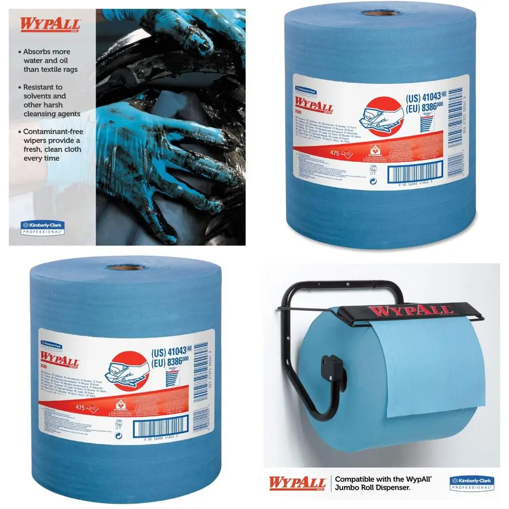 

Jumbo Roll Blue Wipers, 12.5 x 13.4 inches, 475 per Roll, with HYDNIT Technology