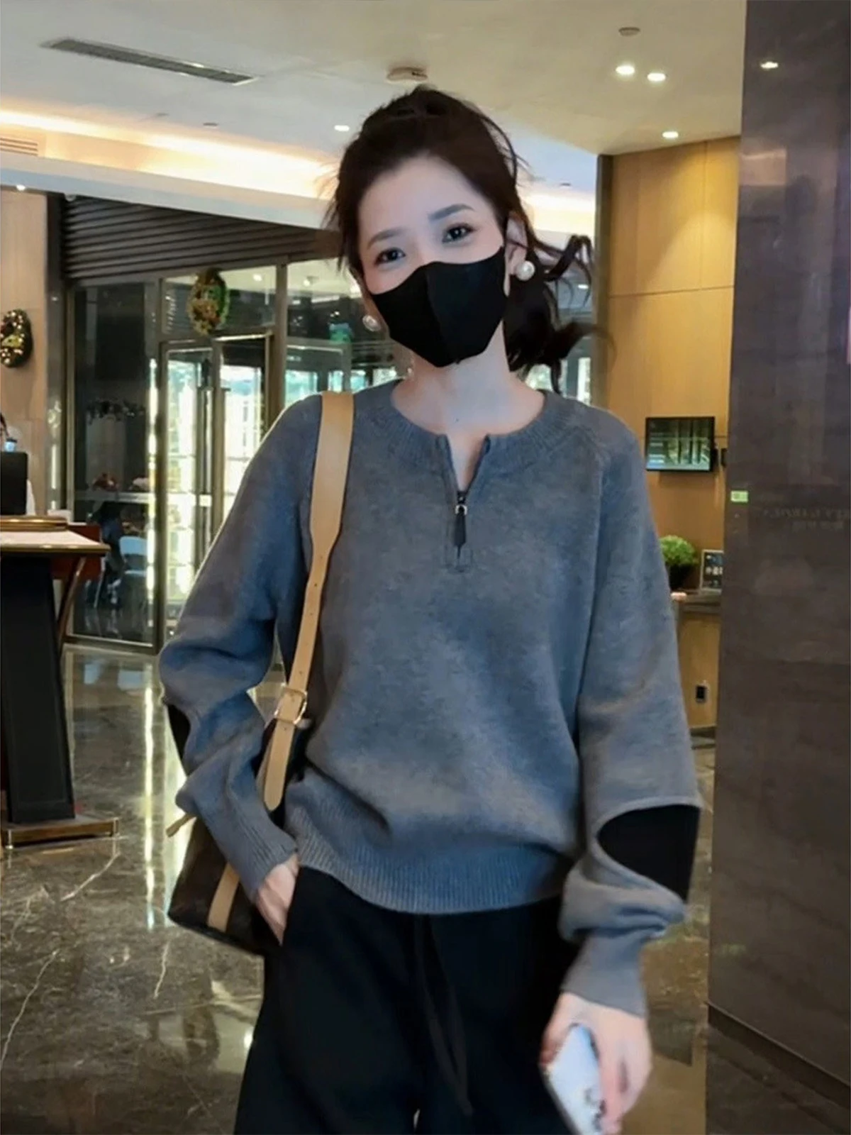 

Loose Long Sve round Ne Knitted Sweater Women's Spring New Casual Sle Outerwear Comfortable Slimming Innerwear