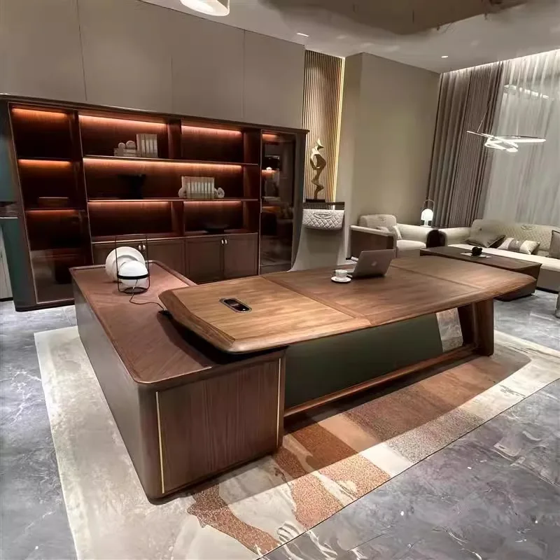 

Угловой офисный стол L-образной формы с выдвижными ящиками, дизайнерский, регулируемый по высоте, деревянный, класса люкс, мебель для рабочего пространства