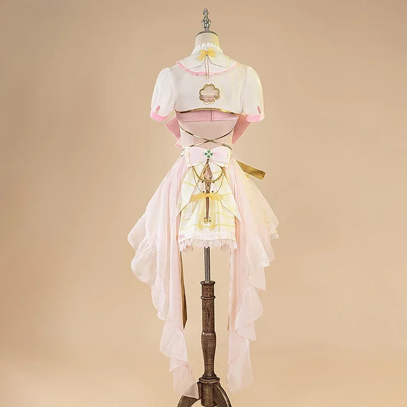 أزياء كوسون VTuber Ace Taffy التأثيرية YouTuber Ace فستان وردي من قماش التفتاح أغطية الرأس قفازات جوارب مجموعة مناسبة الاتفاقية #4