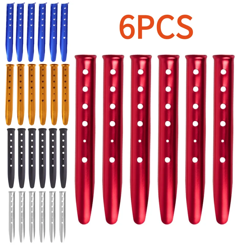 6 PCS Snow and Sand Tent Stakes Pegs - Aluminum U-Shaped Tent Pegs Tent Nails Lightweight for Camping Hiking Backpacking