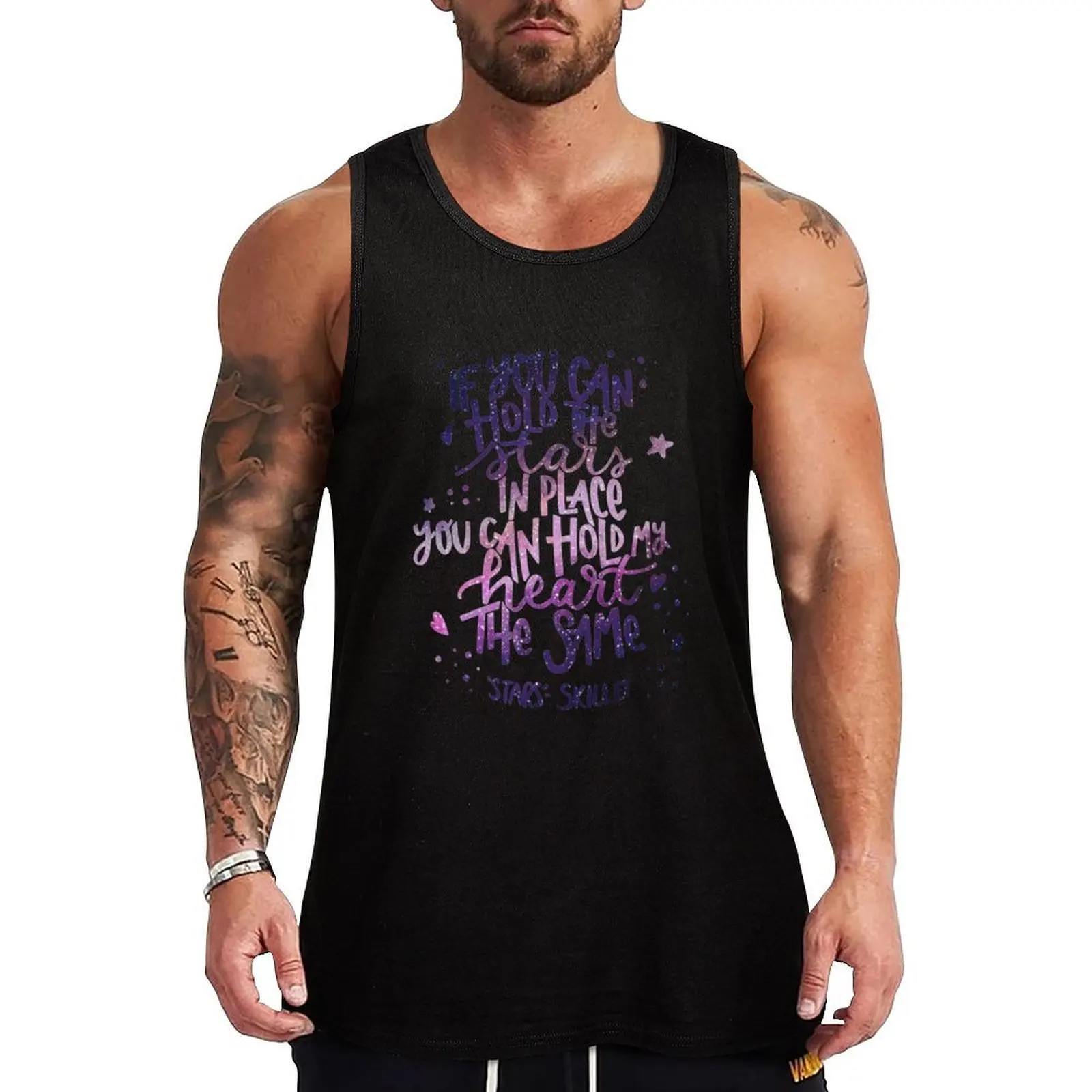 

If you can hold the stars // Galaxy Song Lyric art Tank Top gym t-shirts gym clothes man fitness gym clothing men