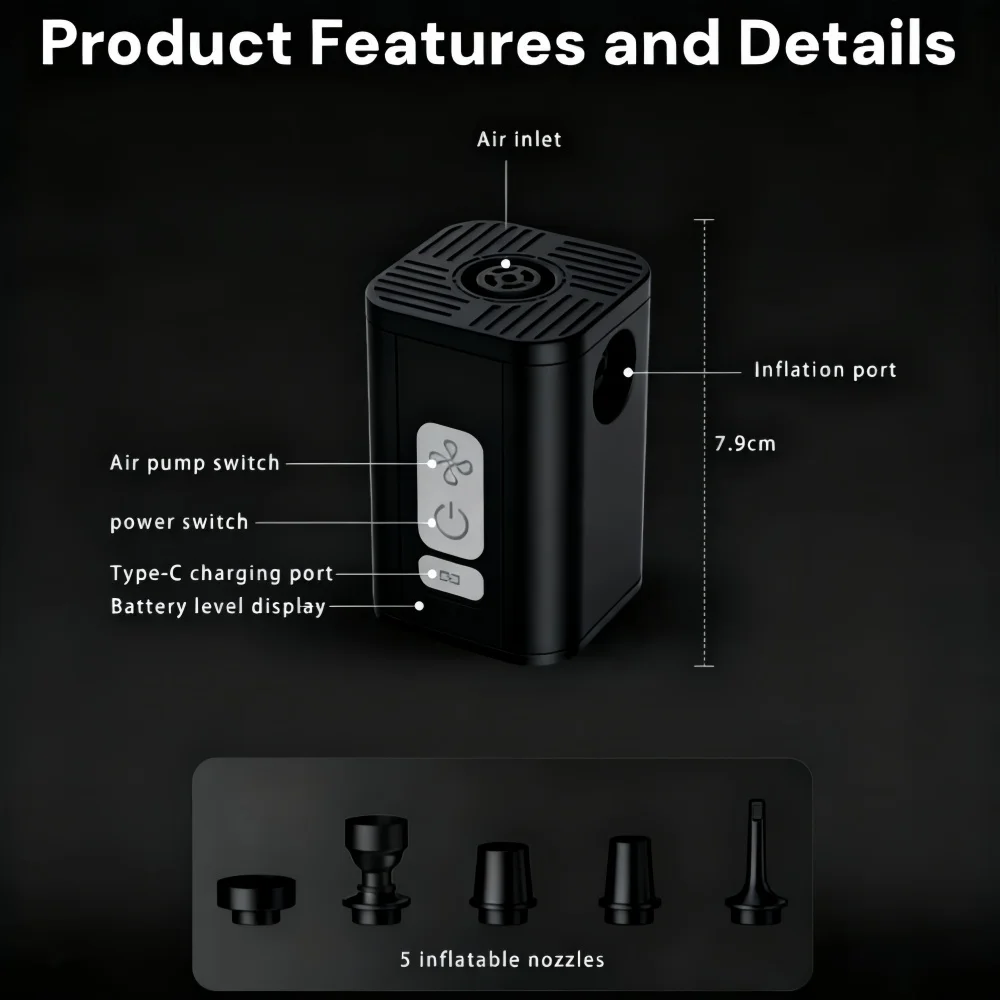 مضخة هواء كهربائية لأكياس تخزين الفراغ، مضخة نفخ نفخ شفط سريع، مضخة محمولة لضغط فراش الملابس #6