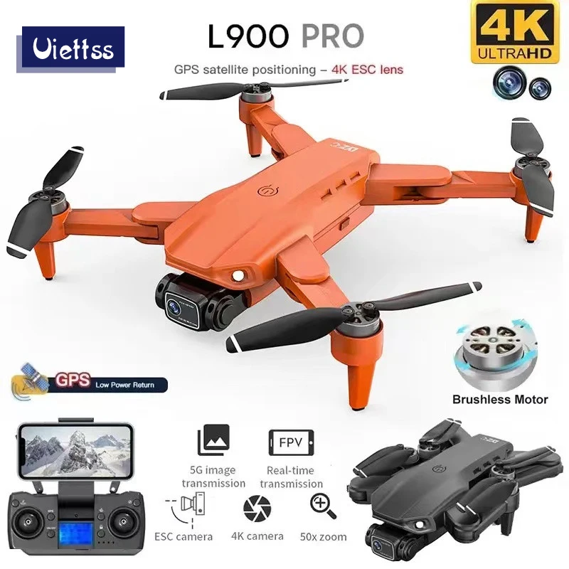 L900 Pro GPS Drone 4K profesjonalny podwójny aparat HD 5G Wifi fotografia bezszczotkowa składany Quadcopter RC odległość 1.2KM Dron zabawka