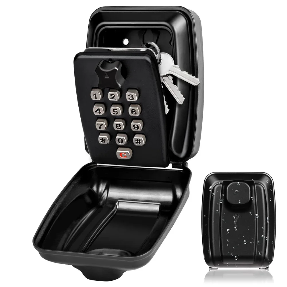 impermeavel wall mount key lock box seguranca lockbox combinacao de 12 digitos resettable grande capacidade casa garagem escritorio 01