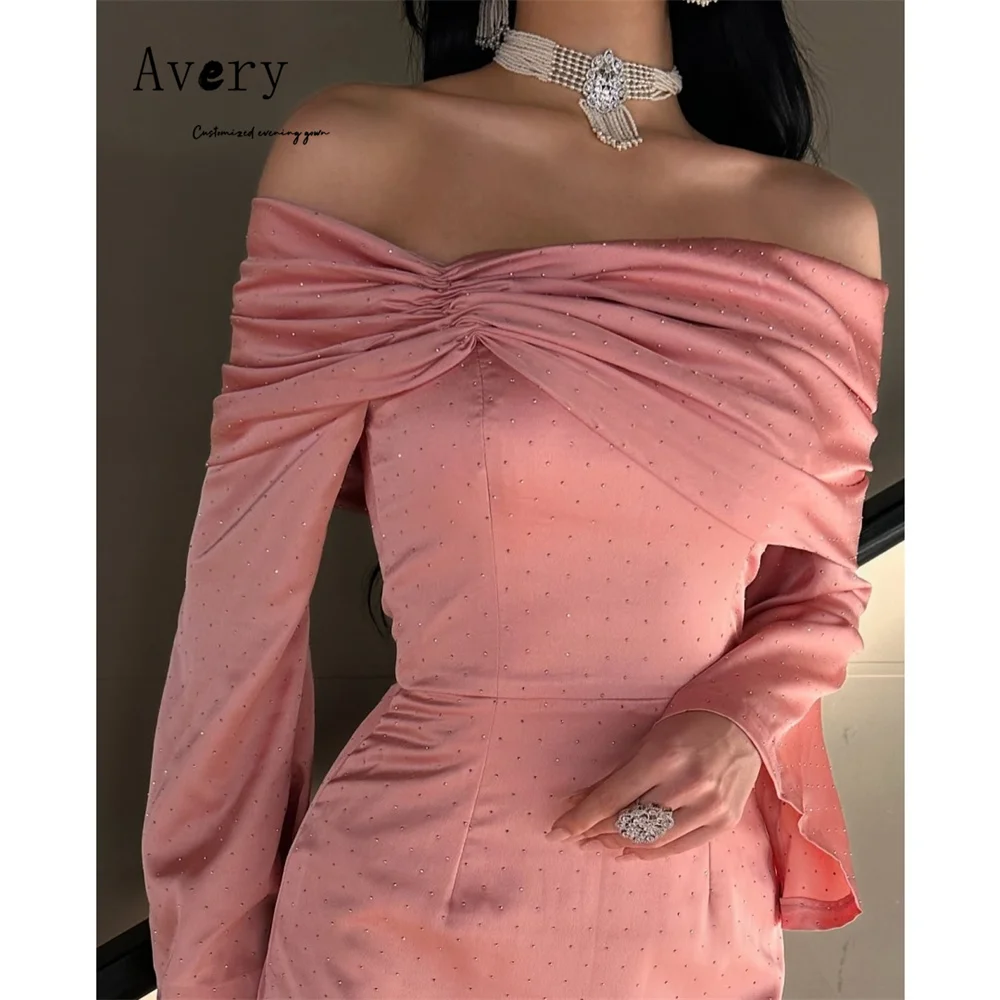 

Avery Custom Off-the-shoulder Long-sleeved Fishtail Rhinestones Woman Dresses for Wedding Party Dresses Luxury 2026 Elegant Gown