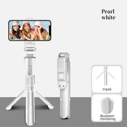 Wireless Monopod Selfie Stick Foldable Adjustable Smartphone Tripod White