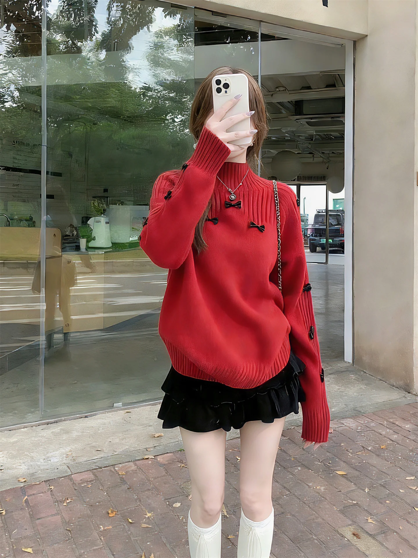 

ay Knot Long Sve Pullover Sweater Women's Loose Slimming Sli New Winter Top Korean Sle Knitted Knitwear