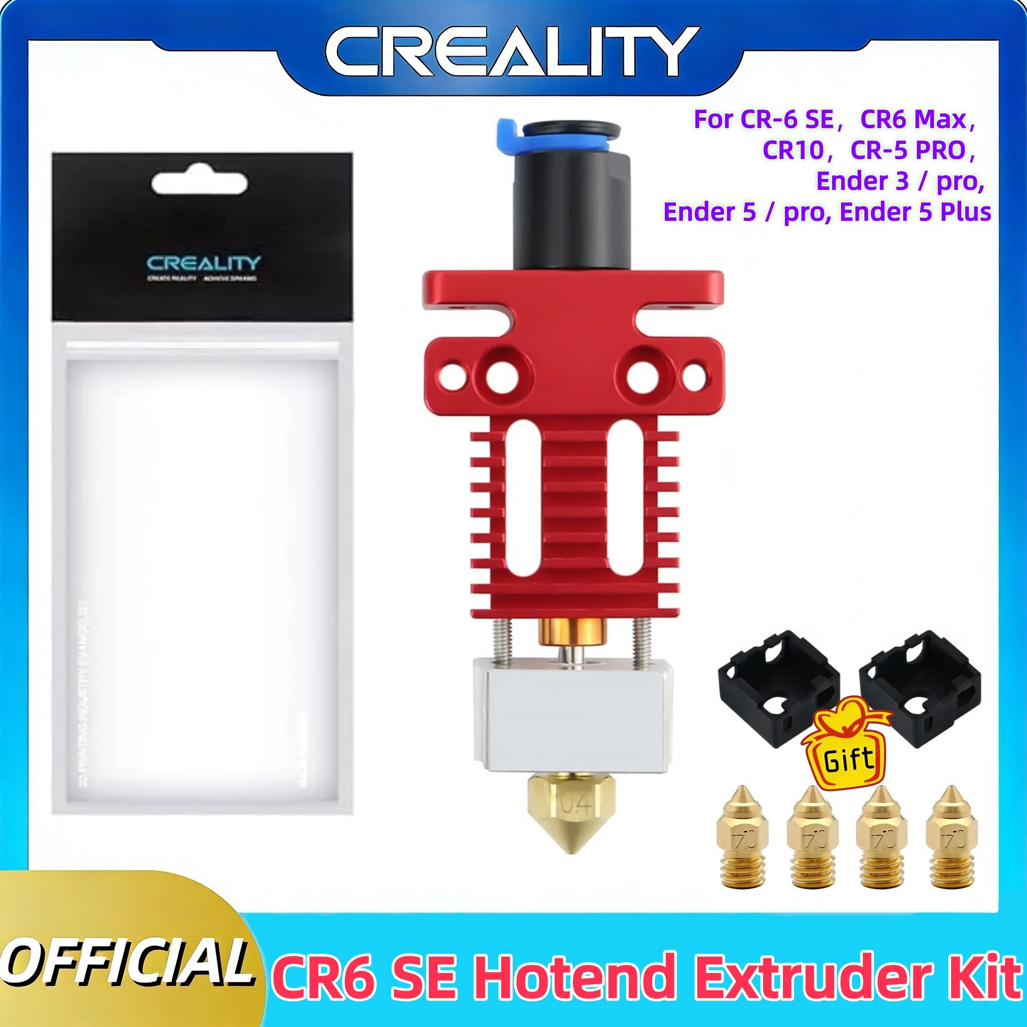 

Creality Original CR6 SE Hotend Extruder Kit with Nozzles&Silicone Case,For CR-6 SE/Max/CR-5 PRO,Cartridge Heater, Thermistor