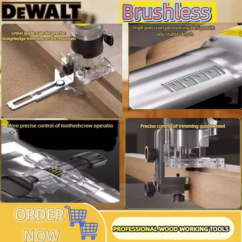 เครื่องตัดแต่งไม้ไร้สาย Dewalt 33000RPM แบบไร้แปรงถ่าน เครื่องกัดไม้ เครื่องแกะสลัก เครื่องเซาะร่อง