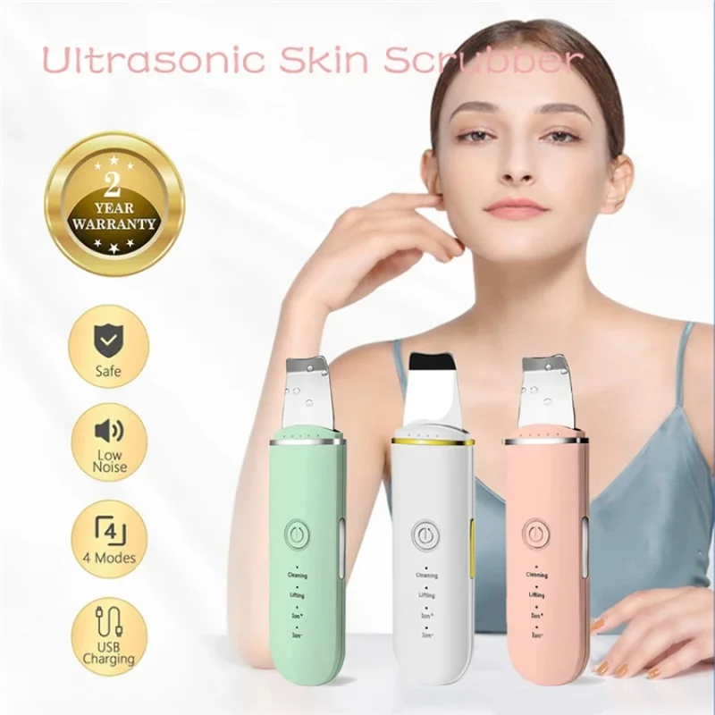 Home use electric professional ultrasonic body cleansing massage mini skin beauty scrubber