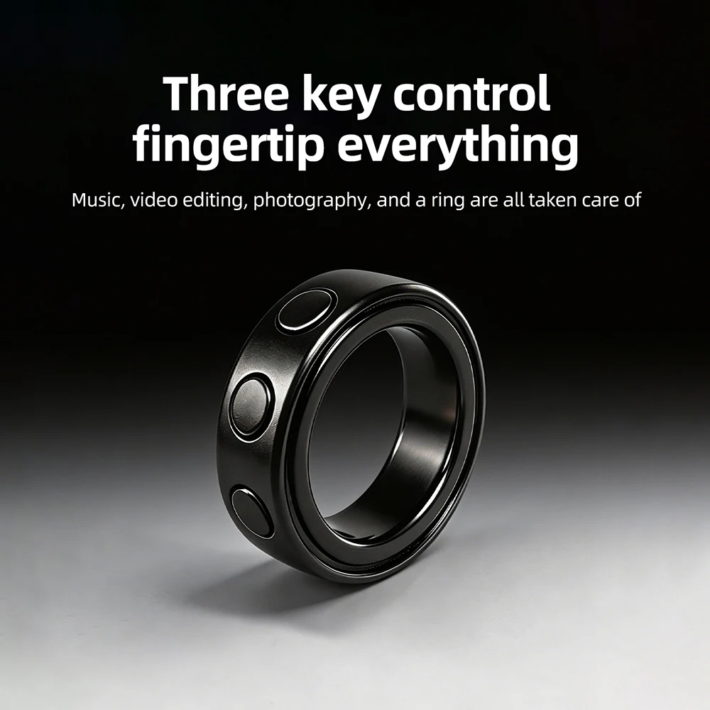 Hands‑Free Smart Finger Remote Controller Ring with Mute Button Video Scroll Music Control Remote Photo Taking for Mobile Phone