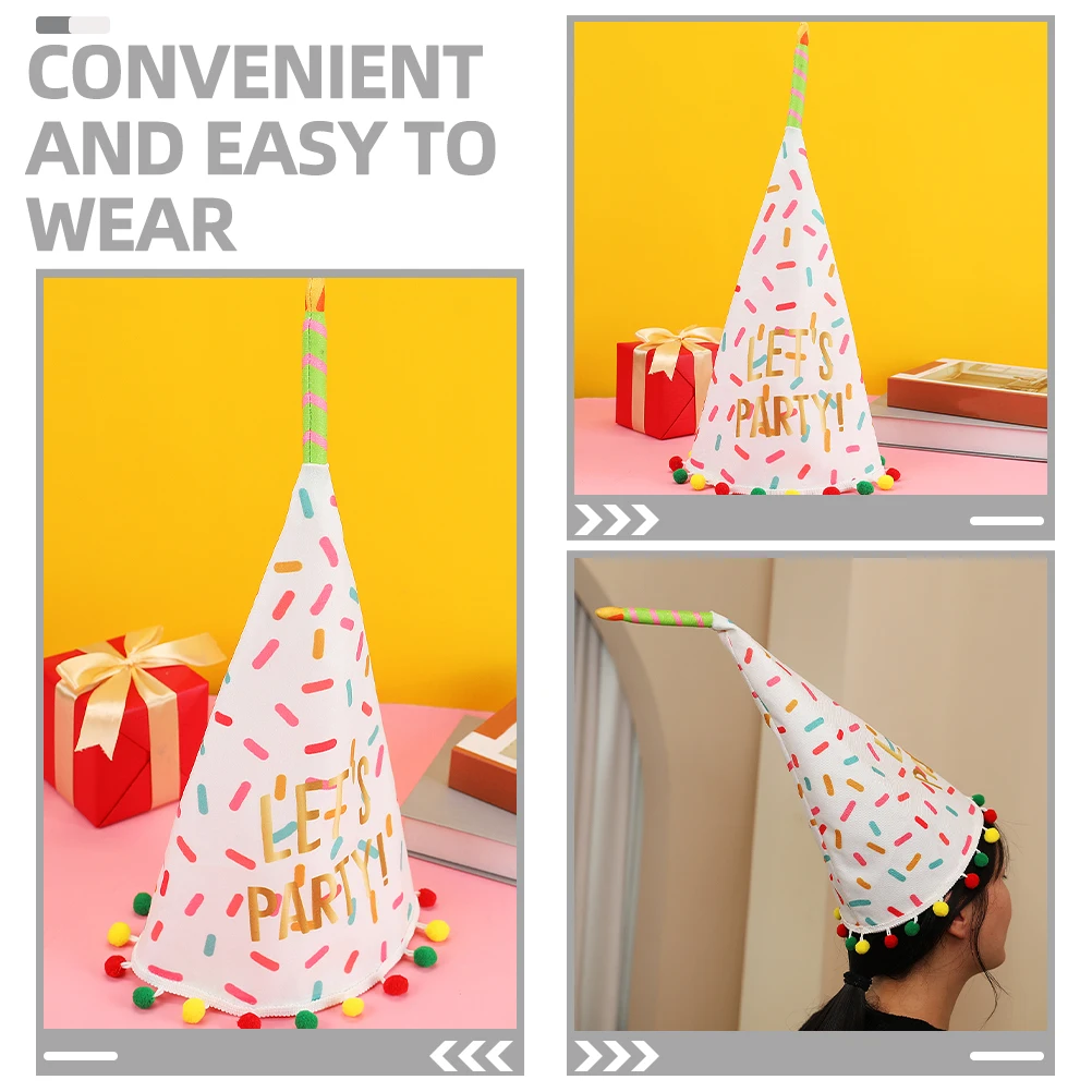 

Cute Party For Kids Reusable Cloth Cone Hats Birthday Celebration Decorative Party Headwear Small Adorable Birthday Hats For