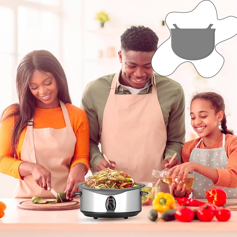 Doublure de mijoteuse pour casseroles en silicone, sacs de cuisson réutilisables, non ald, étanche, résistant à la chaleur, fournitures de cuisine, 8QT, 1PC