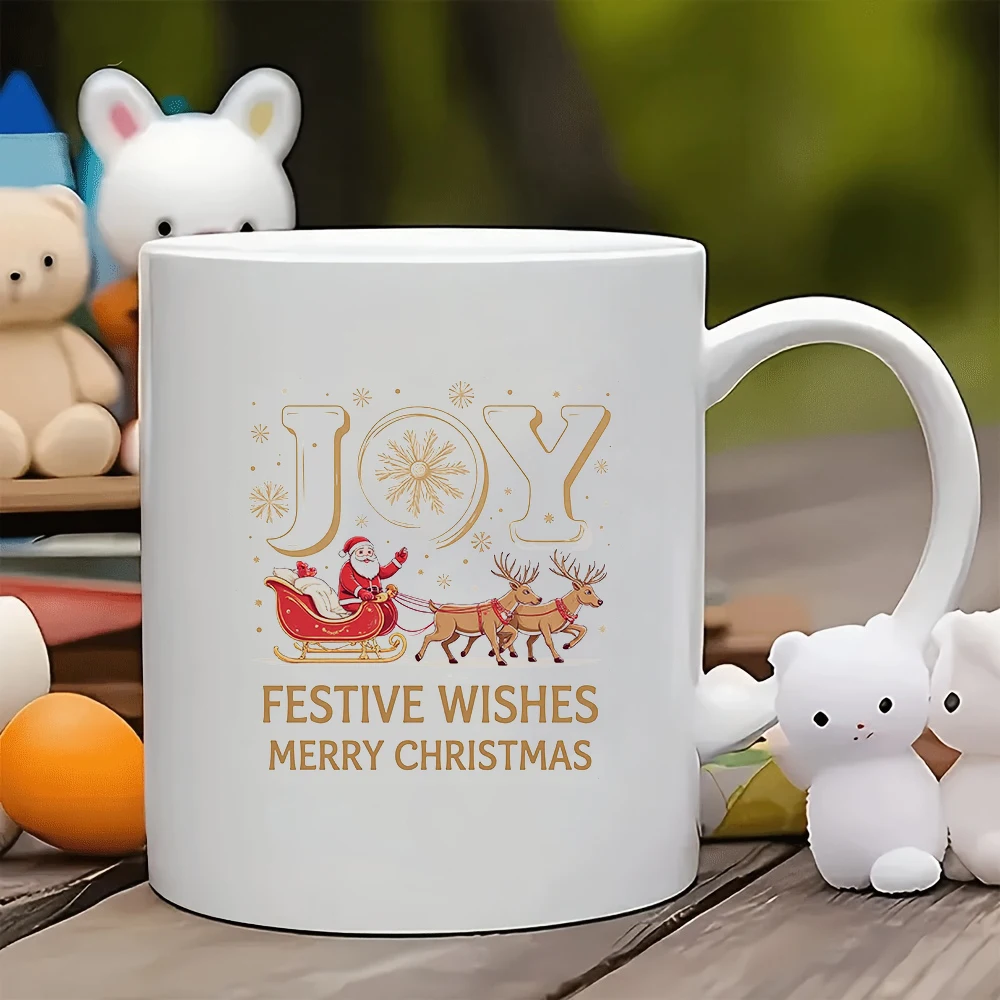 

11oz Cup + Cartoon Santa Claus + Festive Snowflake Design Christmas Gift Kids Water Cup Family Office Coffee Cup Set
