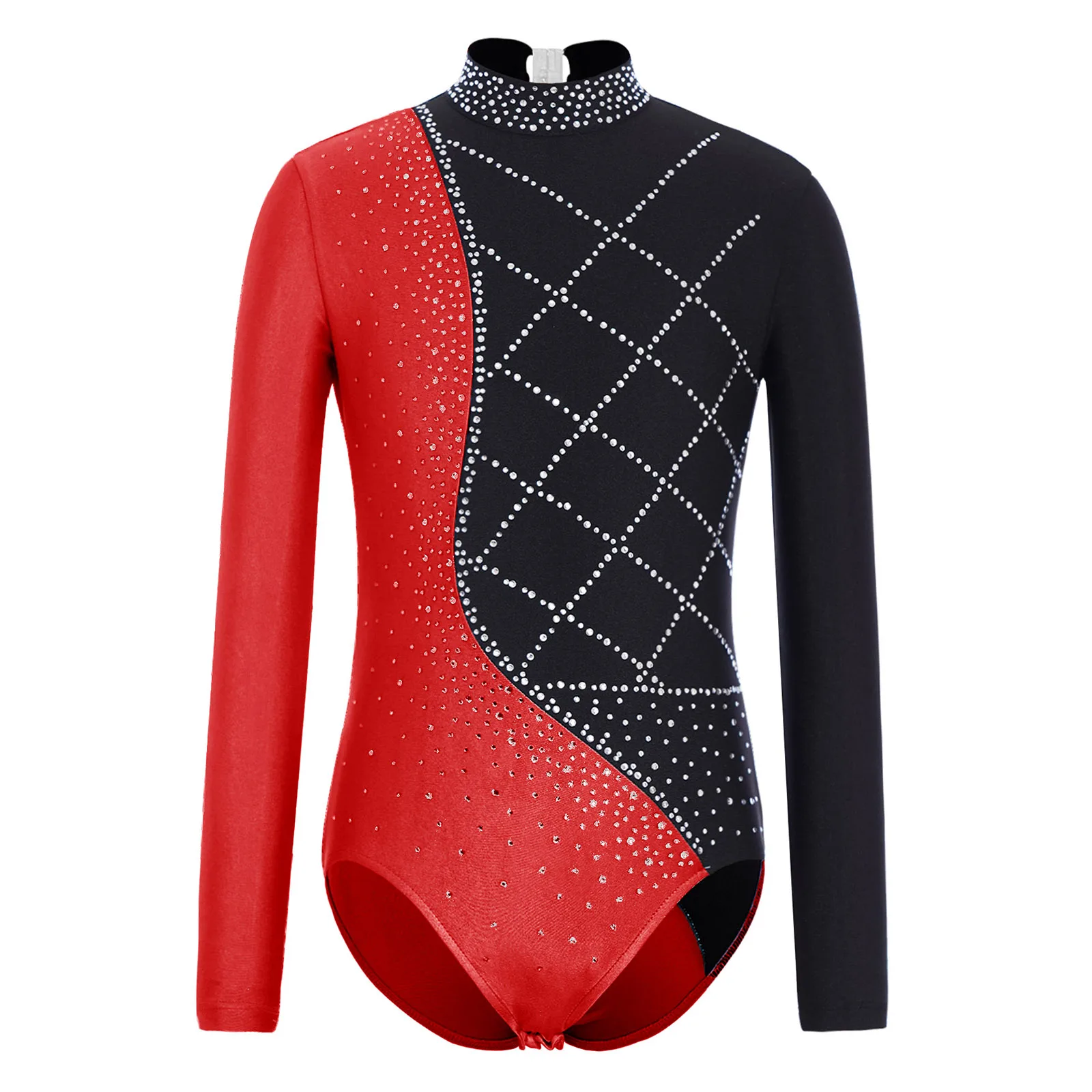 أطفال بنات الجمباز يوتار كم طويل الراين الباليه جيرسي Unitards الجمباز الإيقاعي الفني التزلج أزياء رقص