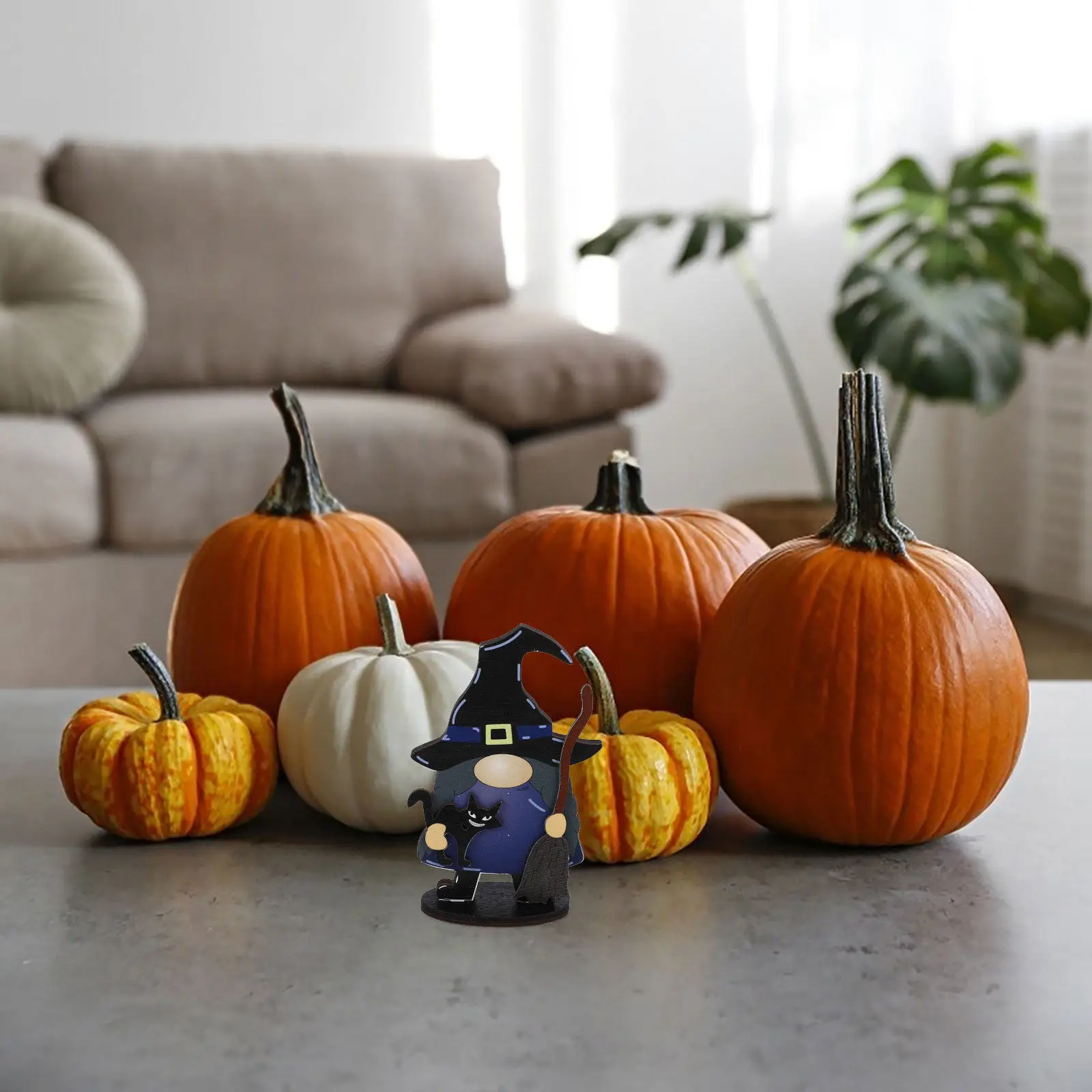 

Wooden Halloween Gnome Table Centerpiece Sign Long Lasting Fun Festive Decor Lightweight Compact Size Desktop Ornament