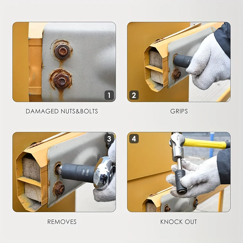 5 قطعة مقبس التصادم الترباس النازع Cr-Mo الصلب العروة الجوز أداة إزالة الصواميل عدة 1/2 "محرك 17/19/21/22 مللي متر قفل العجلة لسيارة شاحنة SUV