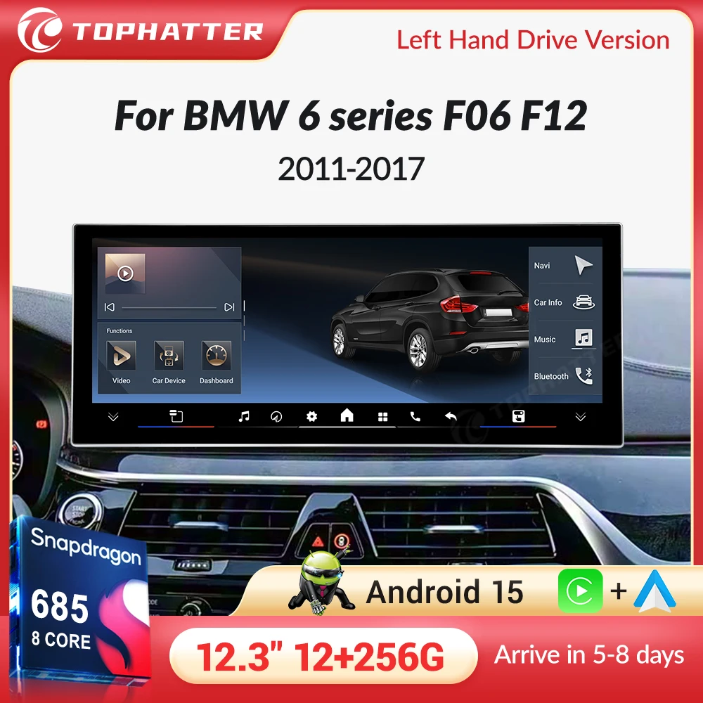 

Android 15 Car Multimedia Player Carplay 12.3'' LHD Android Auto For BMW 6 Series F06 F12 2011 - 2017 Radio GPS Navigation DSP