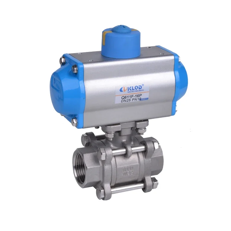 3pcs type 2 inch pneumatic actuated stainless steel ball valve