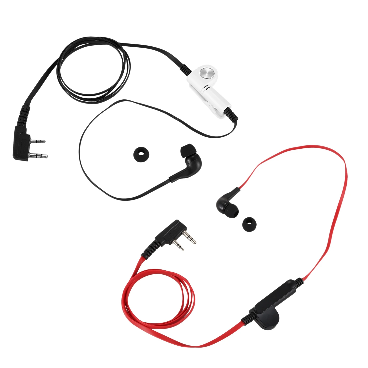 B27B 2 Pcs 2 Pin Noodle Style Earbud Headphone K Plug Earpiece Headset For Baofeng Uv5r Bf-888S Uv5r Radio Black Wire & Red Wire