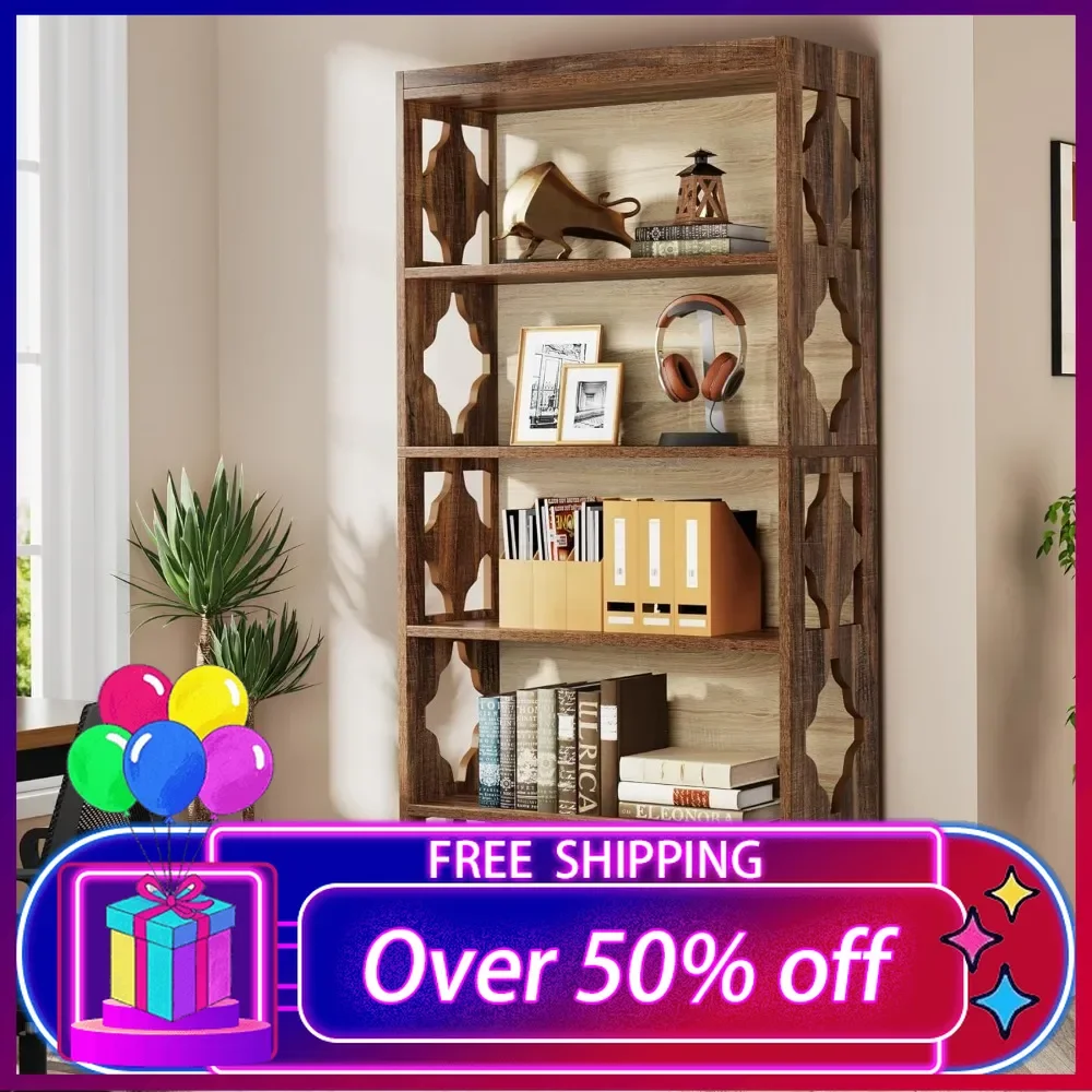 6-Tier Bookcase,70-Inch Tall Freestanding Bookshelf with Storage Shelf,Open Bookcase Wood Display Shelving Unit for Living Room