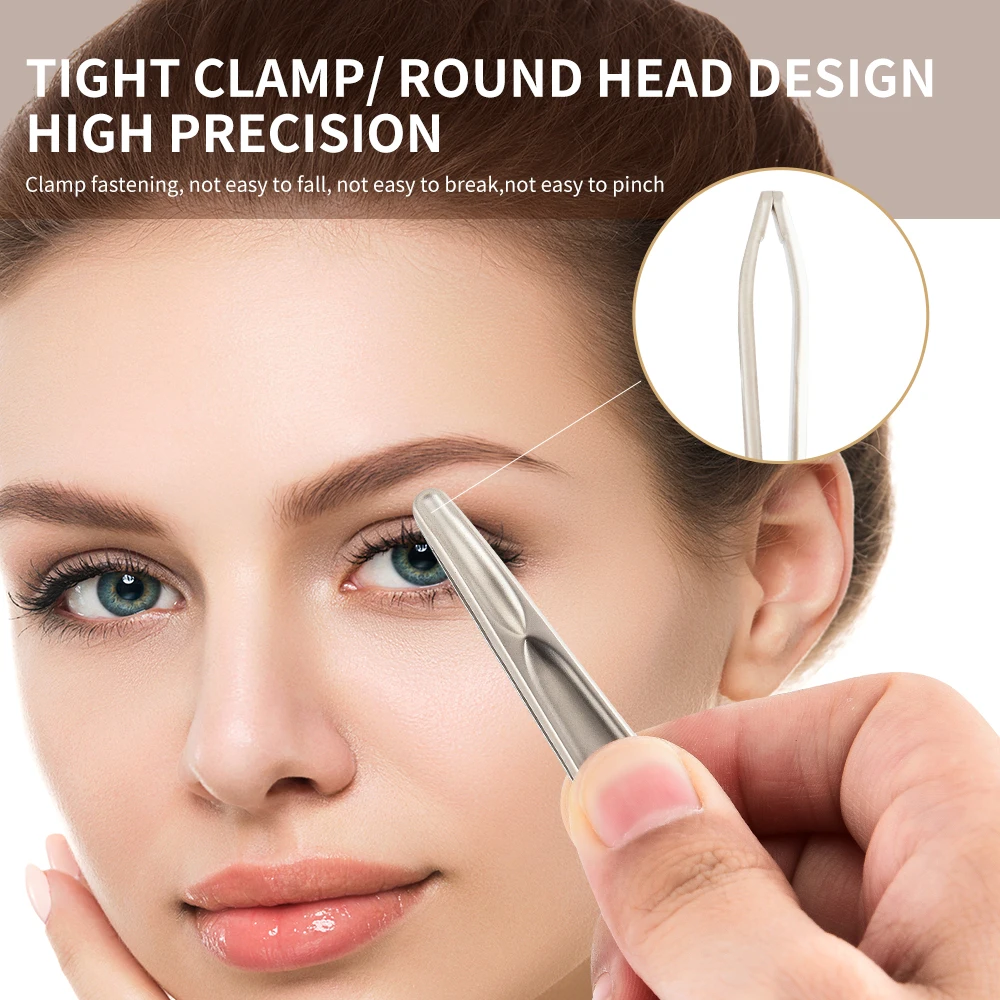 1 個プロフェッショナルピンチ防止ひげピンセットステンレス鋼眉毛ピンセット - にきびにきび正確な髪 & つけまつげ