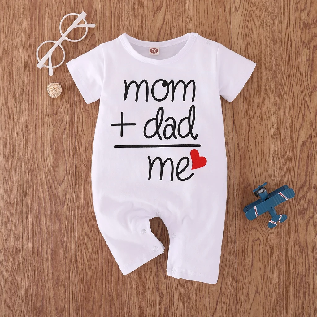 Newborn clothes baby girl boy romper short sleeve Cotton jumpsuit Mum and DaD letter pattern Infant baby boy girl clothing