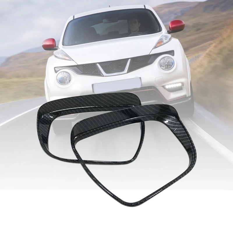 2Pcs Carbon Fibre Styling Accessories Rearview Mirror Rain Eyebrow Frame Cover Trim for Nissan Juke 2015-2018