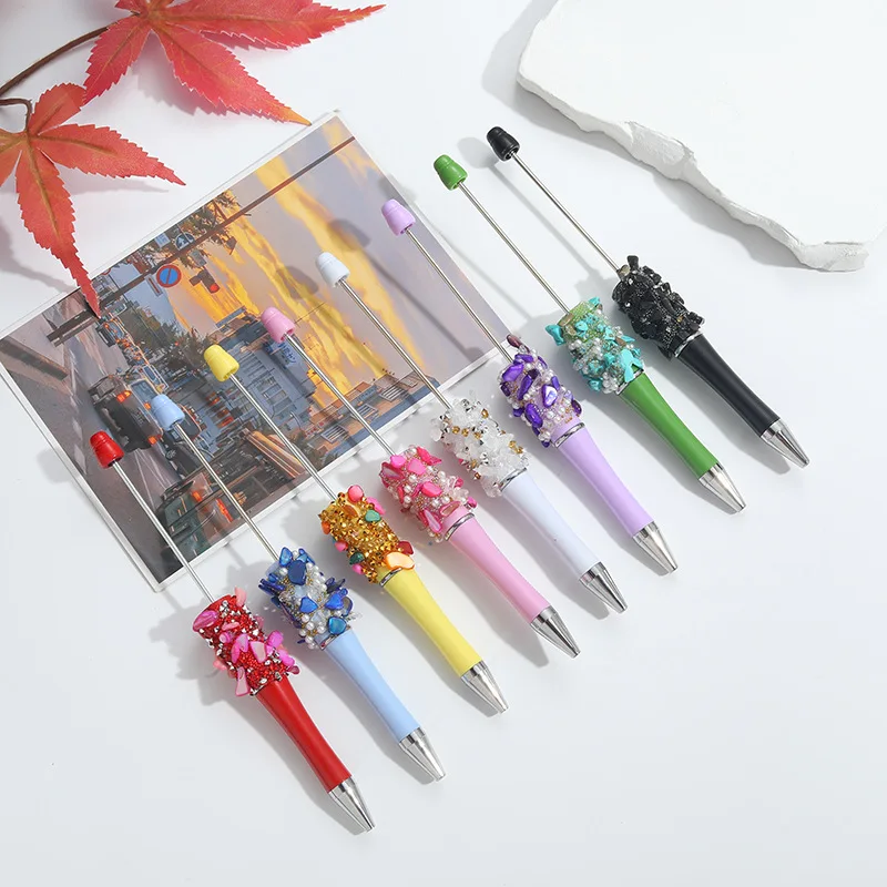 

50pcs Full Diamond Broken Beaded Pen DIY Handmade Beadable Ballpoint Pens Diamond Ball Pen Student Pens Gift Office Supplies