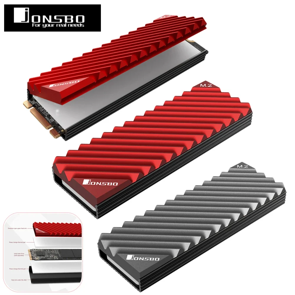 

Jonsbo M2-3 M.2 SSD HeatSink M2 2280 NVMe Hard Disk Aluminum Radiator Heat Sink with Thermal Pad for SSD M.2 Desktop PC Thermal