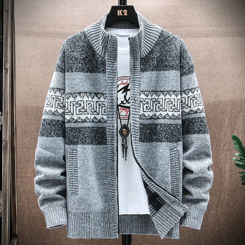 Trui Mannen Herfst Winter Warme Dikke Gebreide Vest Mode Casual Hot Selling Ademend Opstaande Kraag Breien Trui Mannen