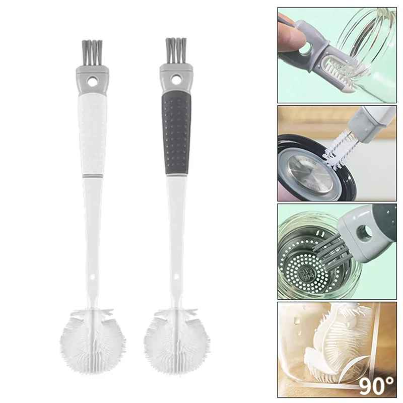 Water Bottle Cleaner Brush 5 In 1 Silicone Detachable Scrubber Long Handle Milk Bottle Kettle Wineglass Brushes Kitchen Tool