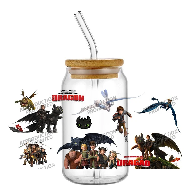 Beliebter Film Black Dragon 16oz UV DTF 3D Transferaufkleber Hochwertige Aufkleber für Glasdosenbecher Mode Handwerk DIY Kreativ