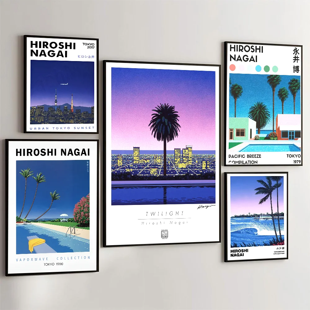 Japanischer Künstler Hiroshi Nagai Poster Selbstklebende Kunst Wasserfester Papieraufkleber Kaffeehaus Bar Zimmer Wanddekoration