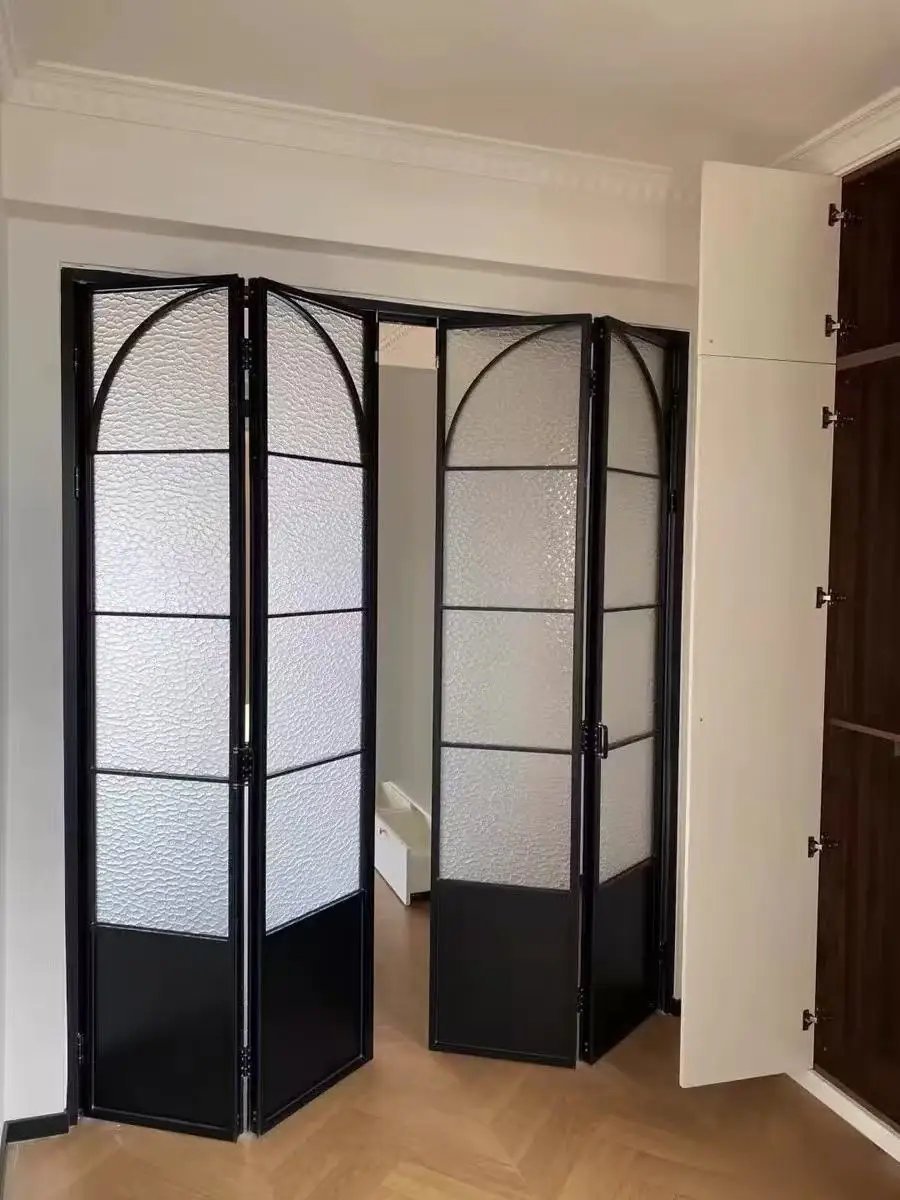 

Indoor French Style Folding Door Save Space Anti Peep Glass Stacking Doors Exquisite Design Sound Insulation Stacking Doors