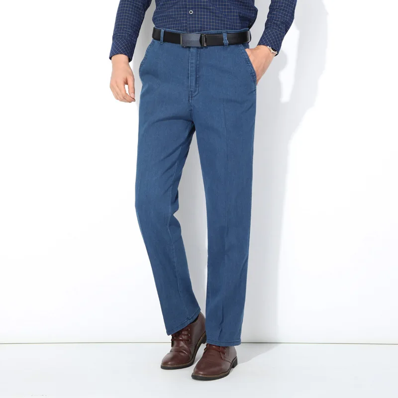 

Men's Spring/summer Thin Denim Jeans Middle-aged Straight Tube Business High Waisted Loose Fitting Large Stretch Casual Fit