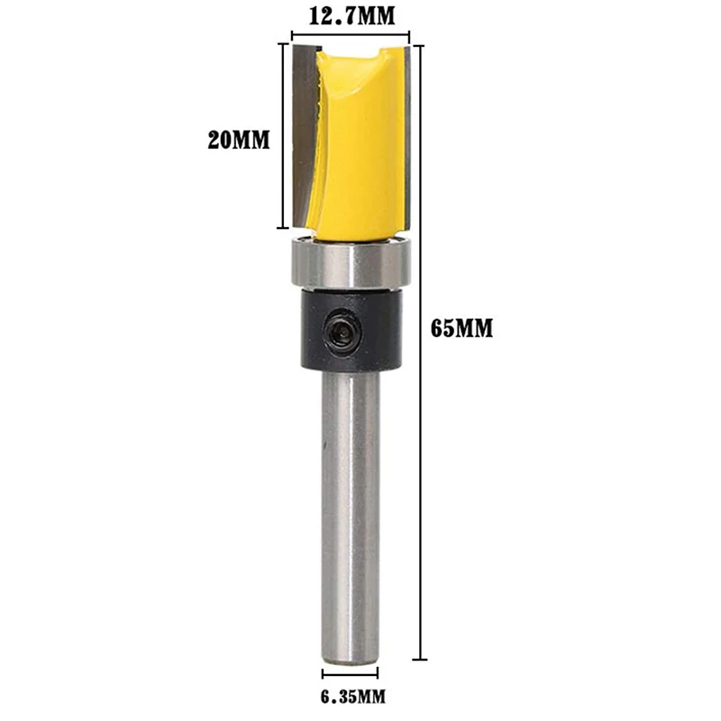 

ABKJ-3Pcs 1/4 Inch Shank Flush Trim Router Bits Pattern Template Router Bit Set Woodworking Top Bearing Milling Tools
